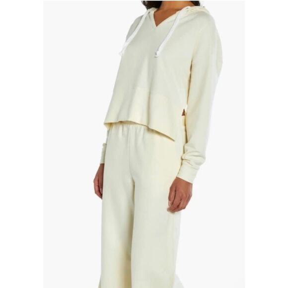 Three Dots Women's Crop French Terry Hoodie And Wide Leg Pant Set Cream  Size XL - Picture 1 of 6